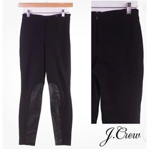 J. CREW The Gigi Pants Ponte Leggings Black Real Leather Trim Size 6